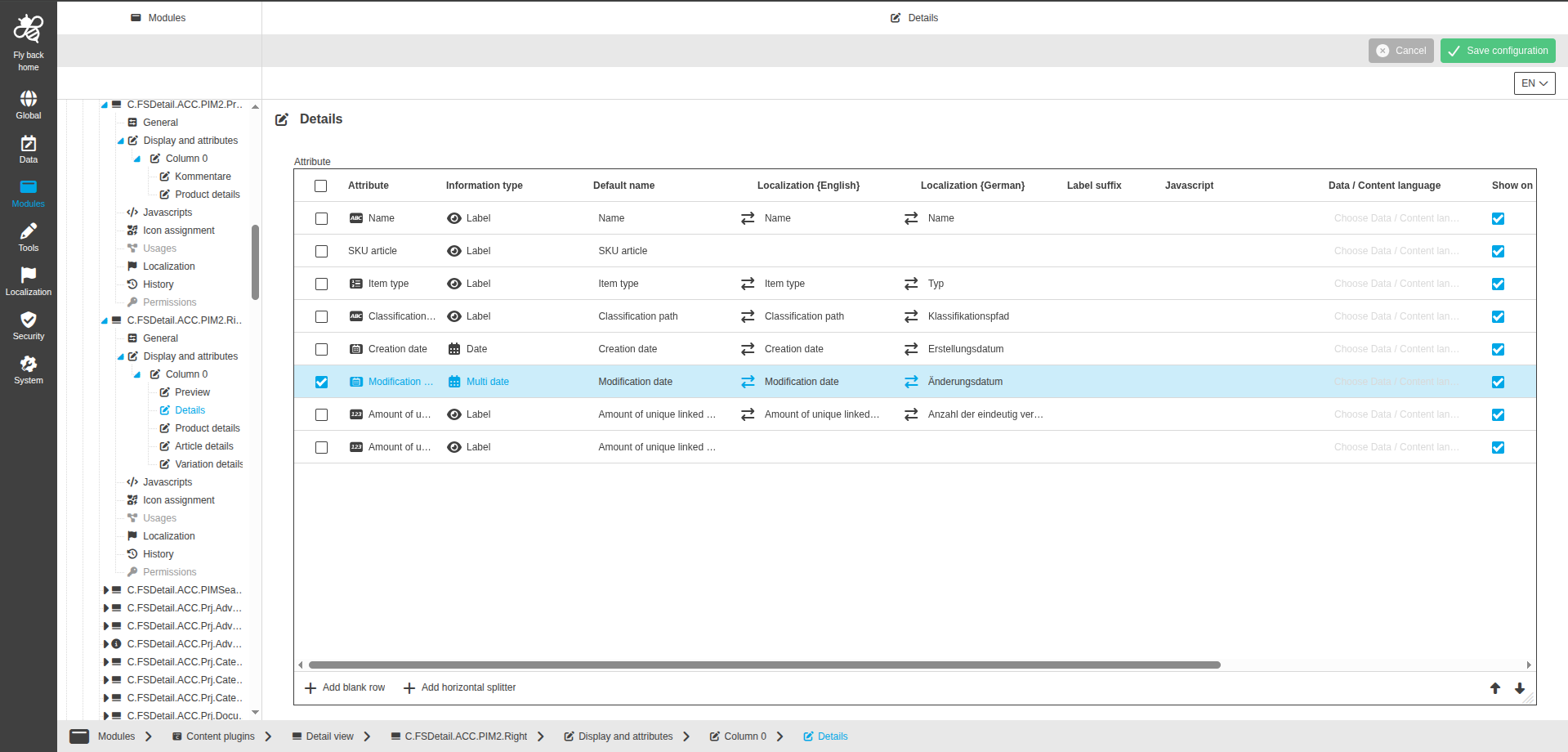 DetailView CC display and attributes multi date configuration