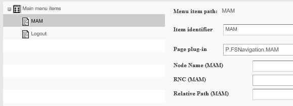 Configurations of main menu with MAM