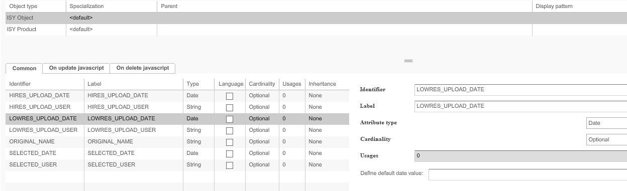 Metadata fields of MAM