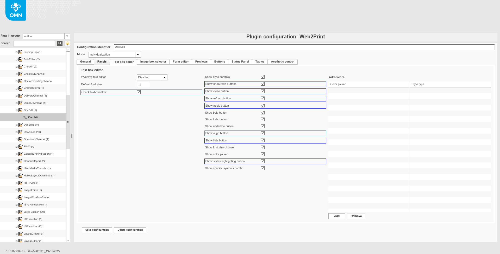 DocEdit Text box editor Tab 5.10