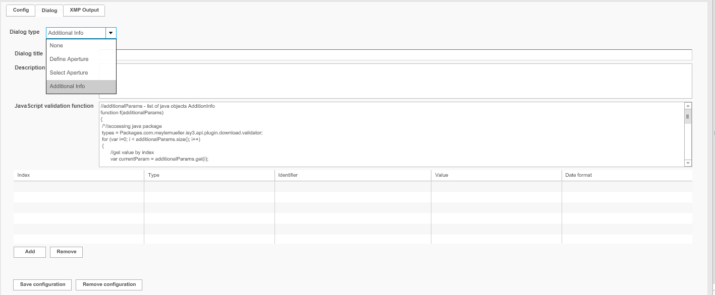 Download dialog configuration