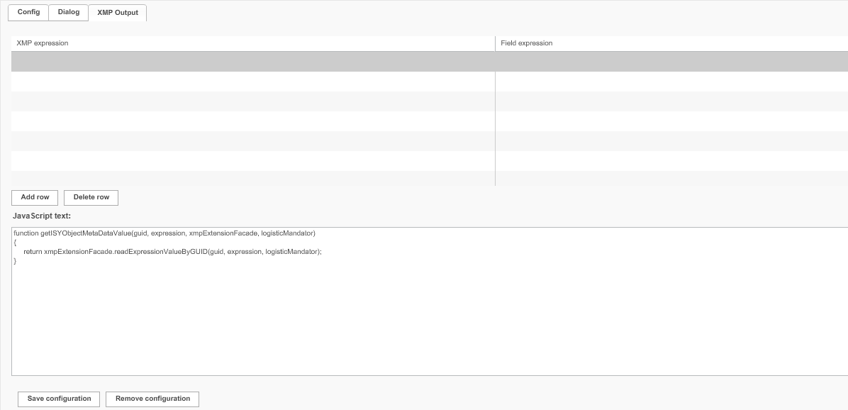 Download overview XMP output