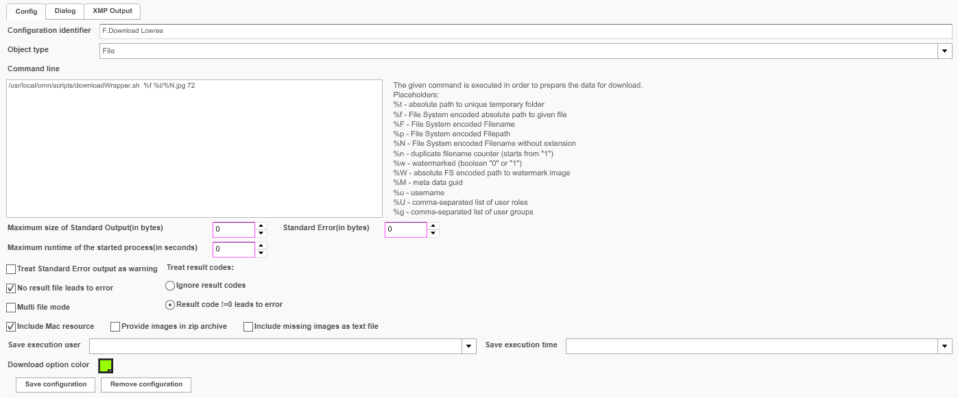 Download overview configuration