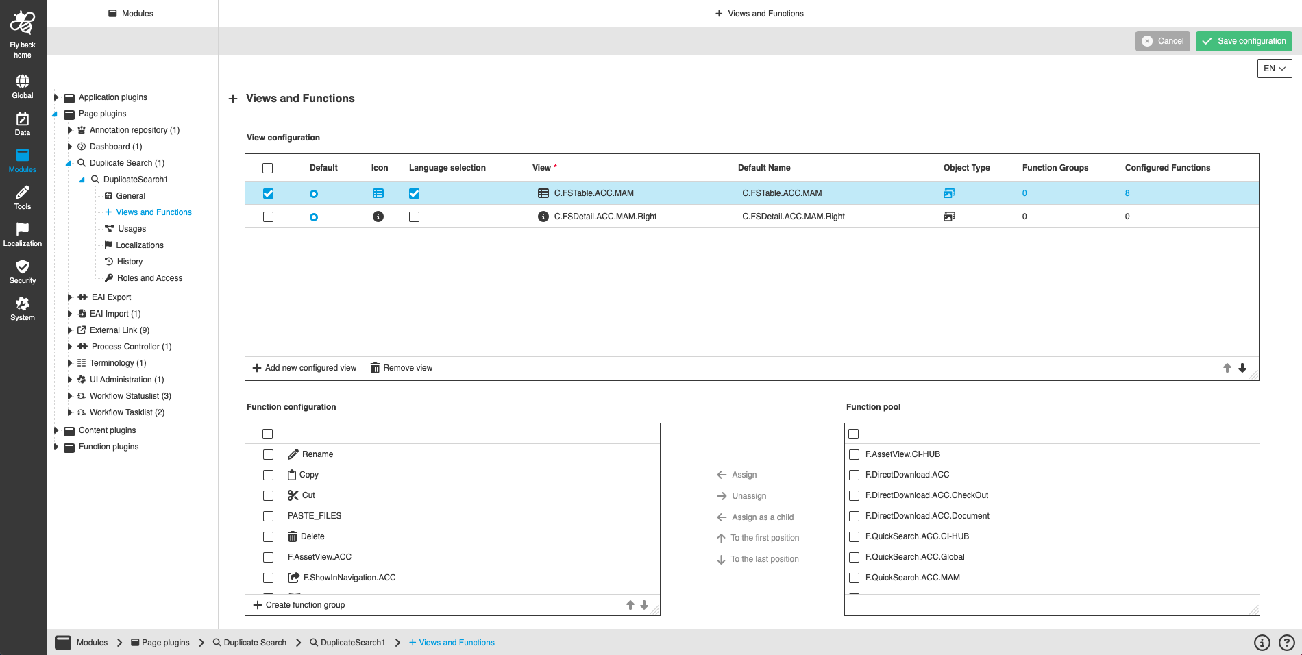 duplicate search new cc views and functions