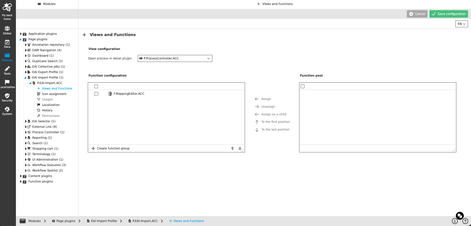 eai import profile views and functions