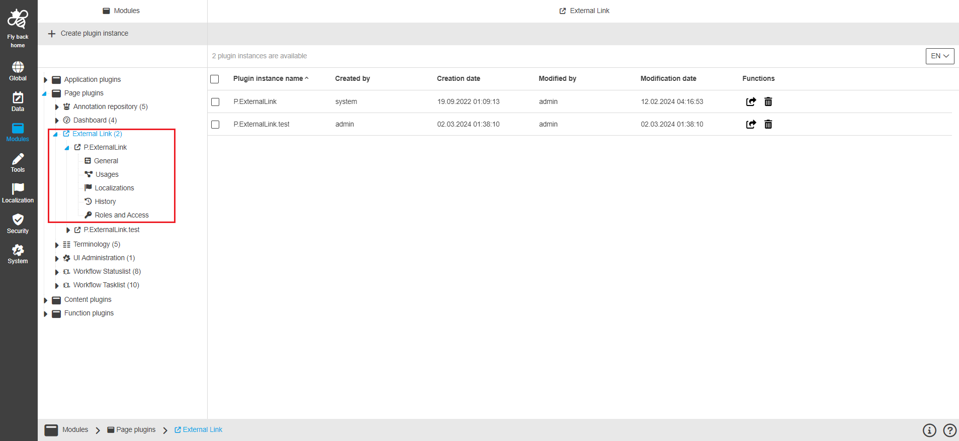 ExternalLink CC configuration