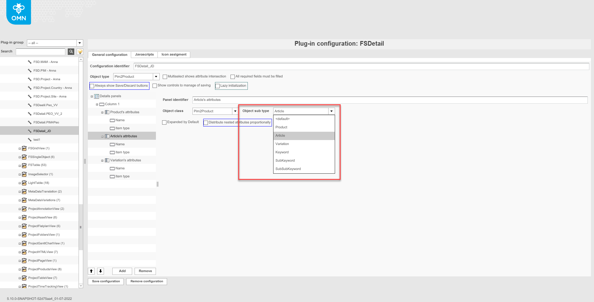 FSDetail PIM2 panels subtypes
