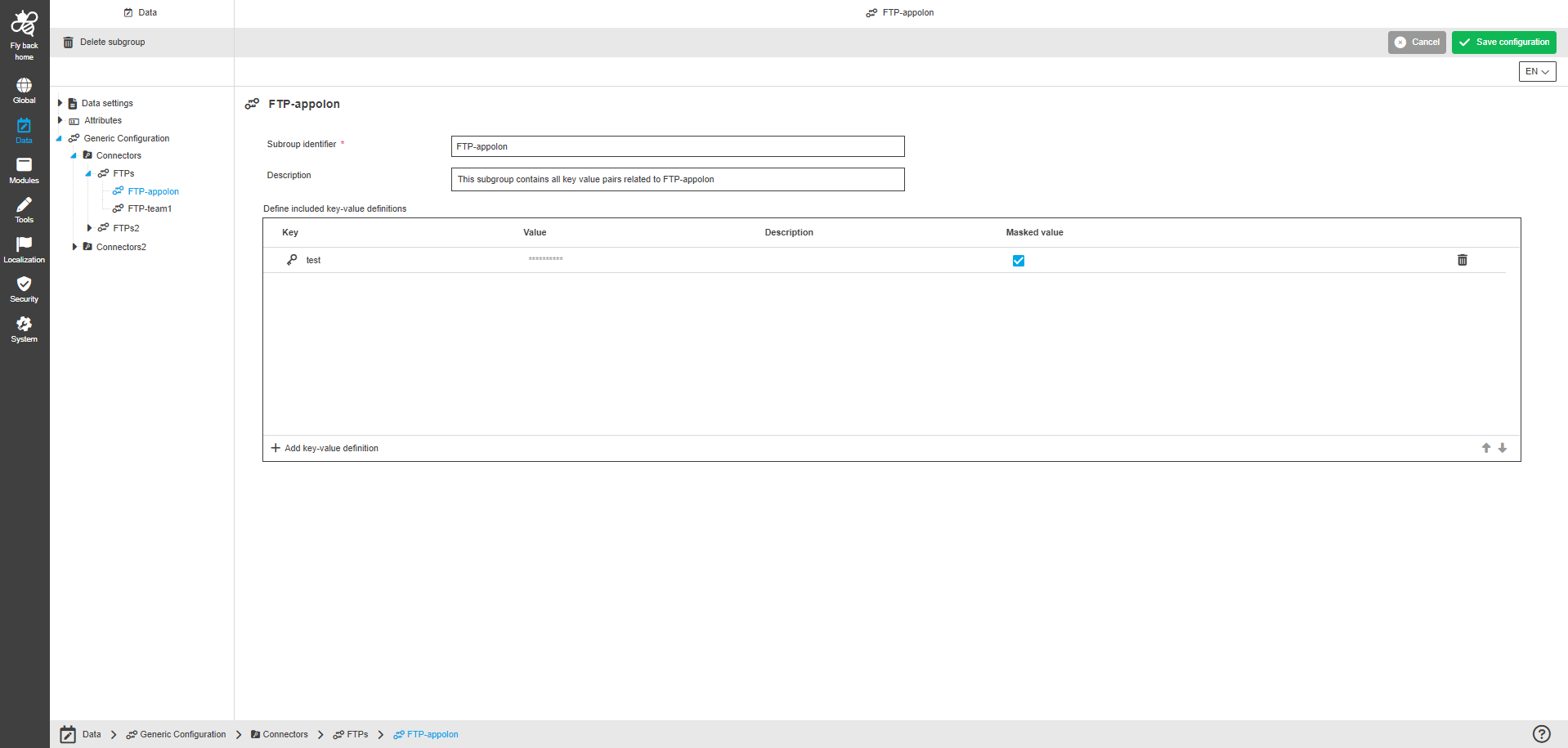 subgroup configuration