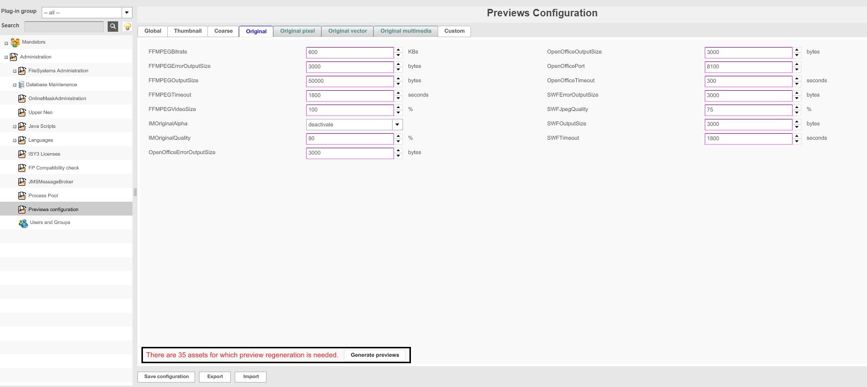 backend original multimedia preview regen