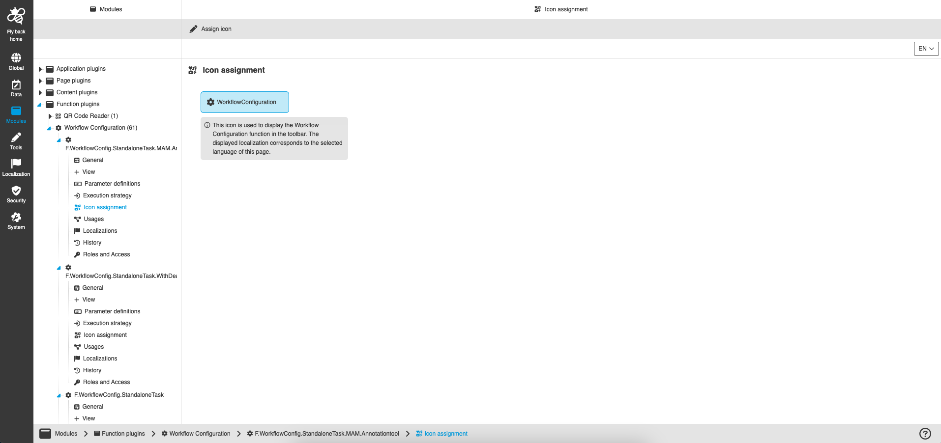 icon assignment CC center