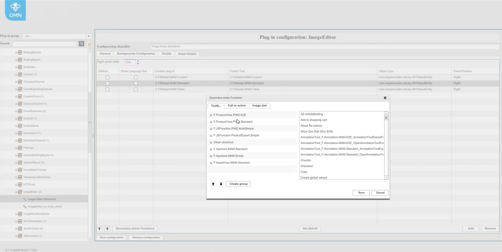 Configure ImageEditor - asset details tab - secondary functions