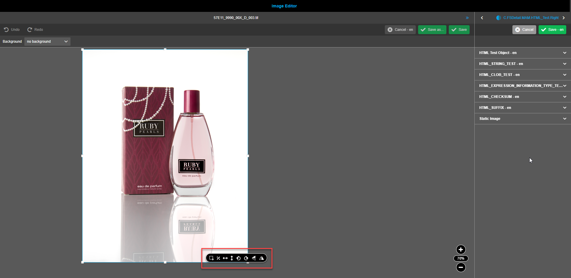 Configure ImageEditor - front-end available functions