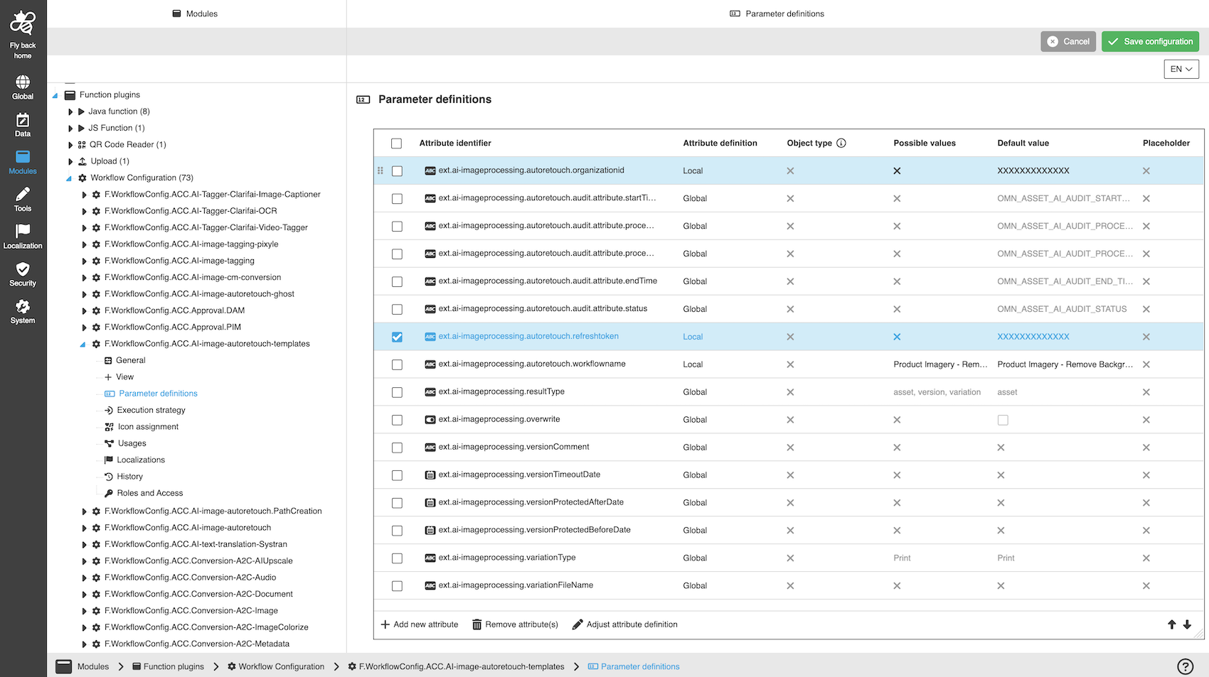 Autoretouch example configuration