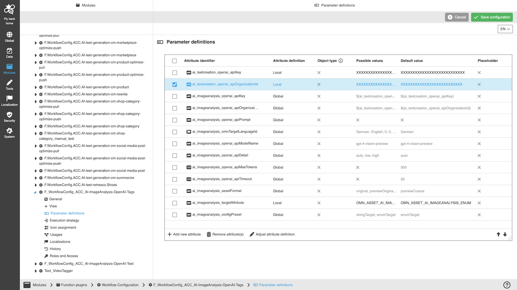 AI Image Analysis (Tags) example configuration
