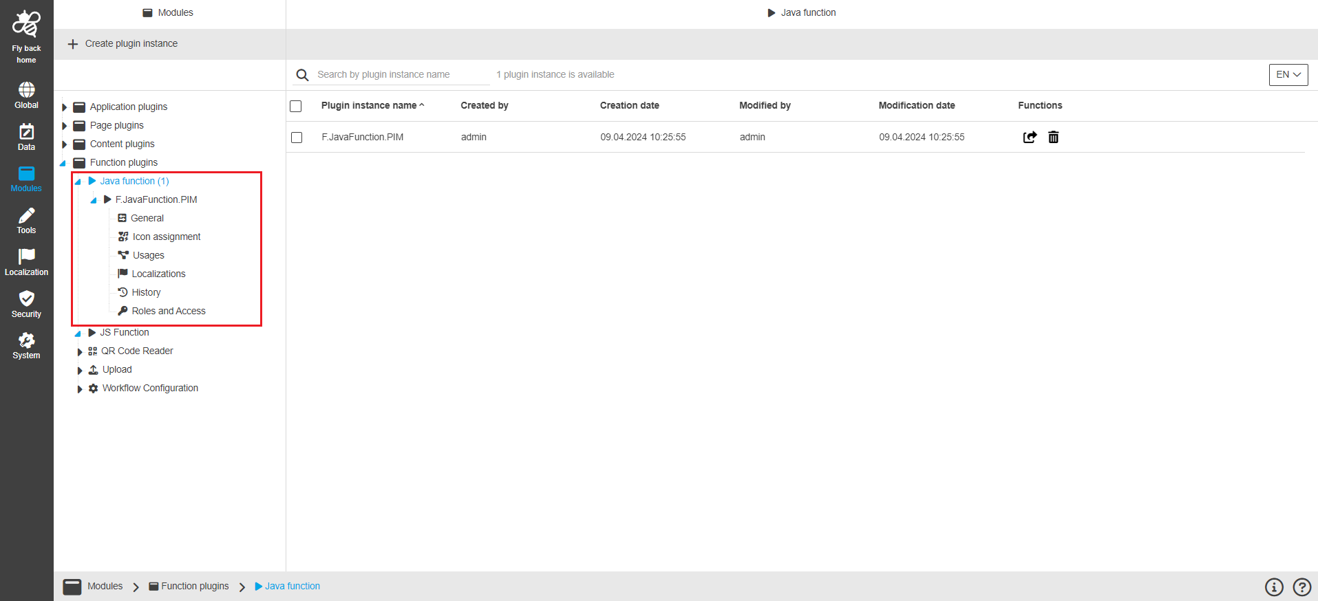 java function CC configuration