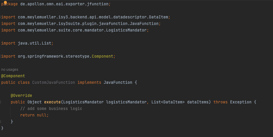 java function CC configuration general example