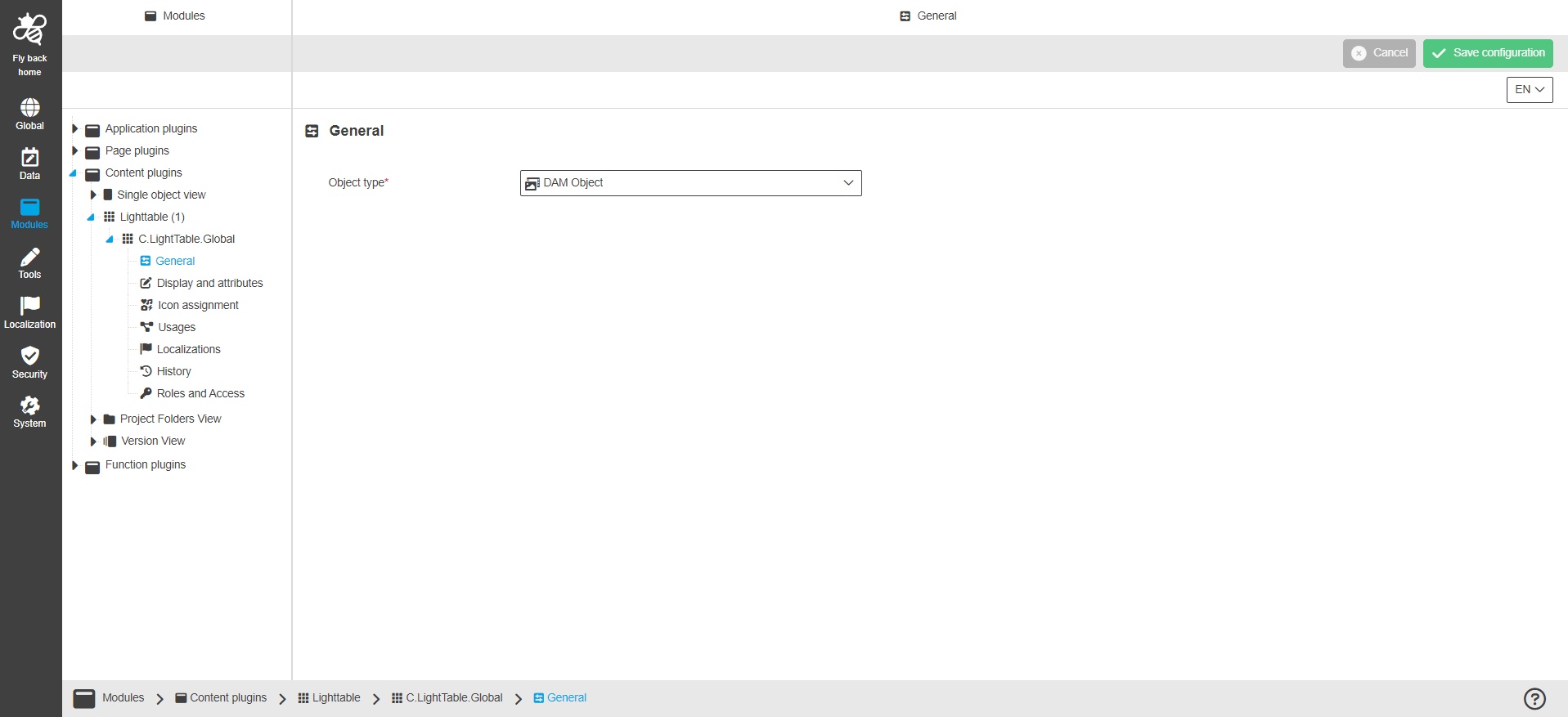 Lighttable CC configuration general