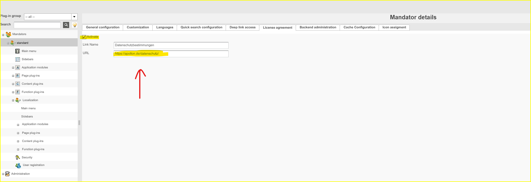 License-agreement-configuration