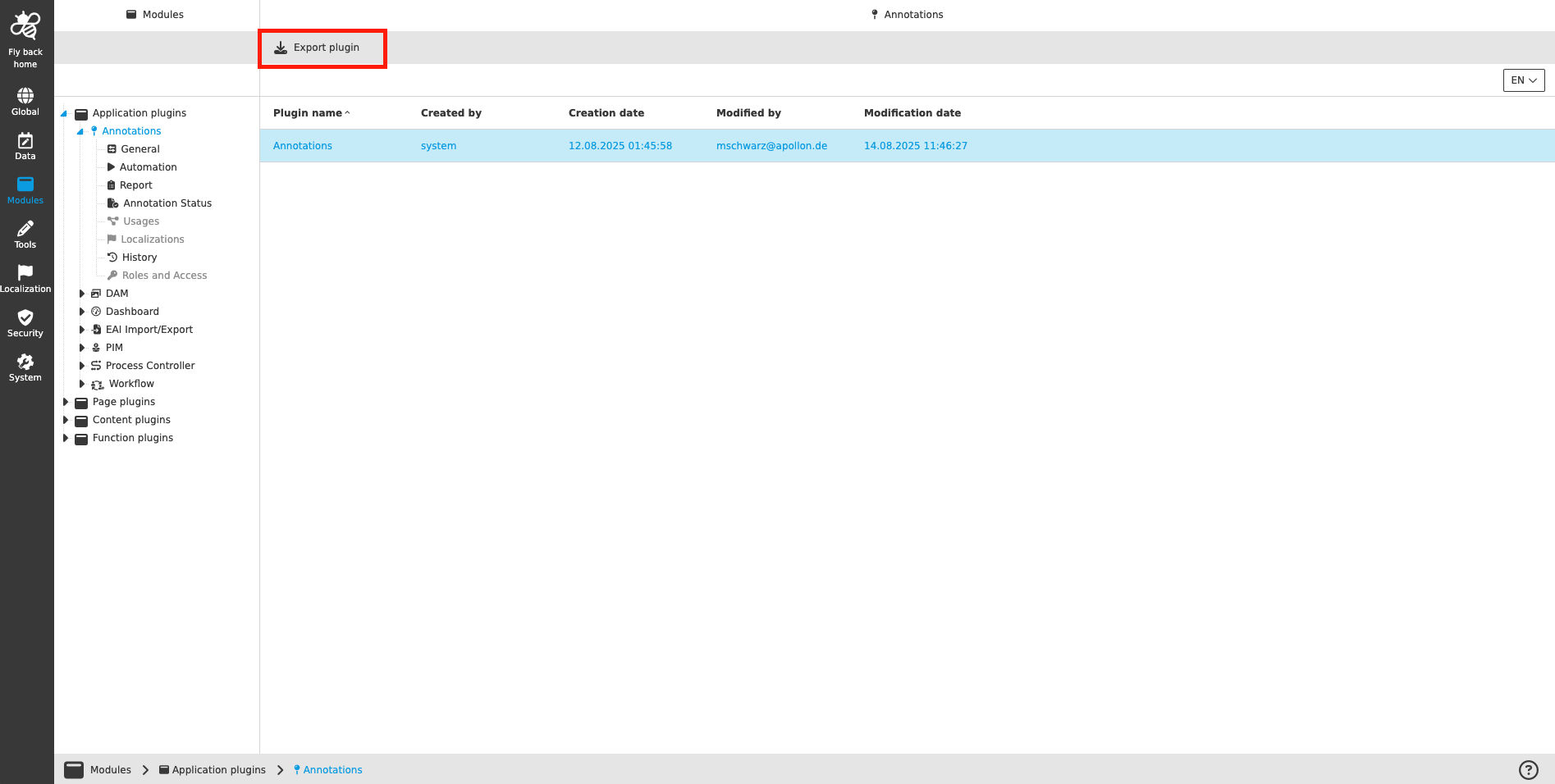 managment application plugins functions