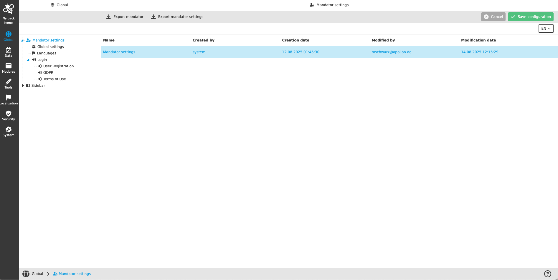 management mandator CC