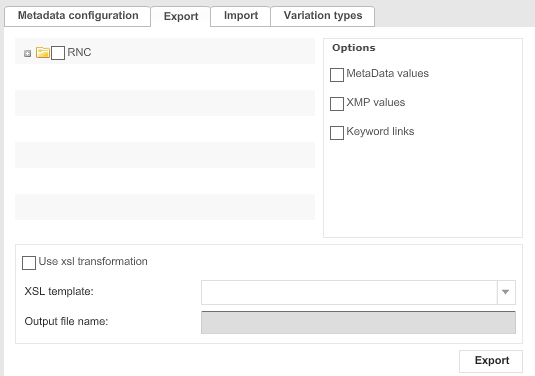 MetadataFields exporting metadata configuration