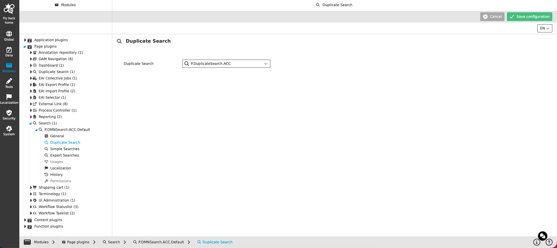 Duplicate Search tab of the Search page plugin