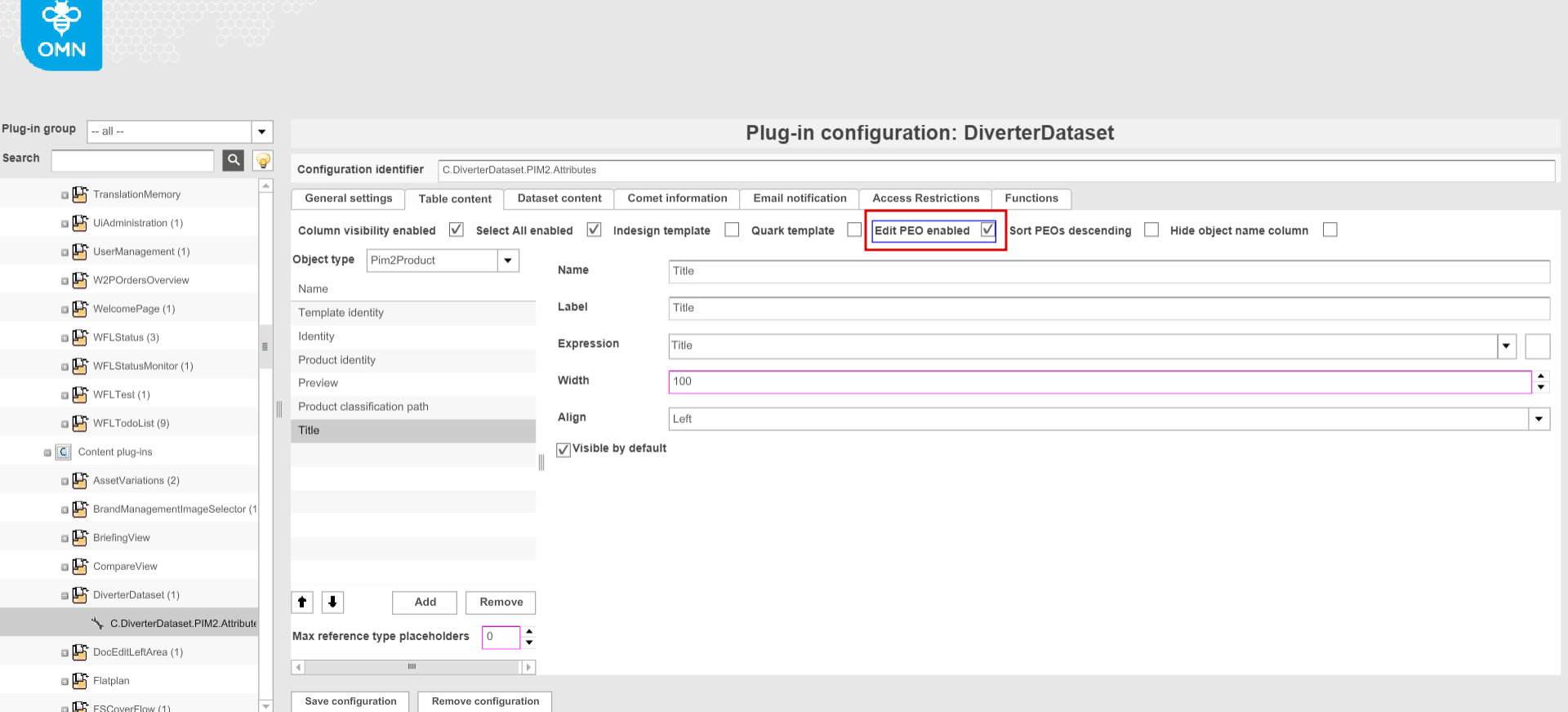 Diverter edit with PEO enabled