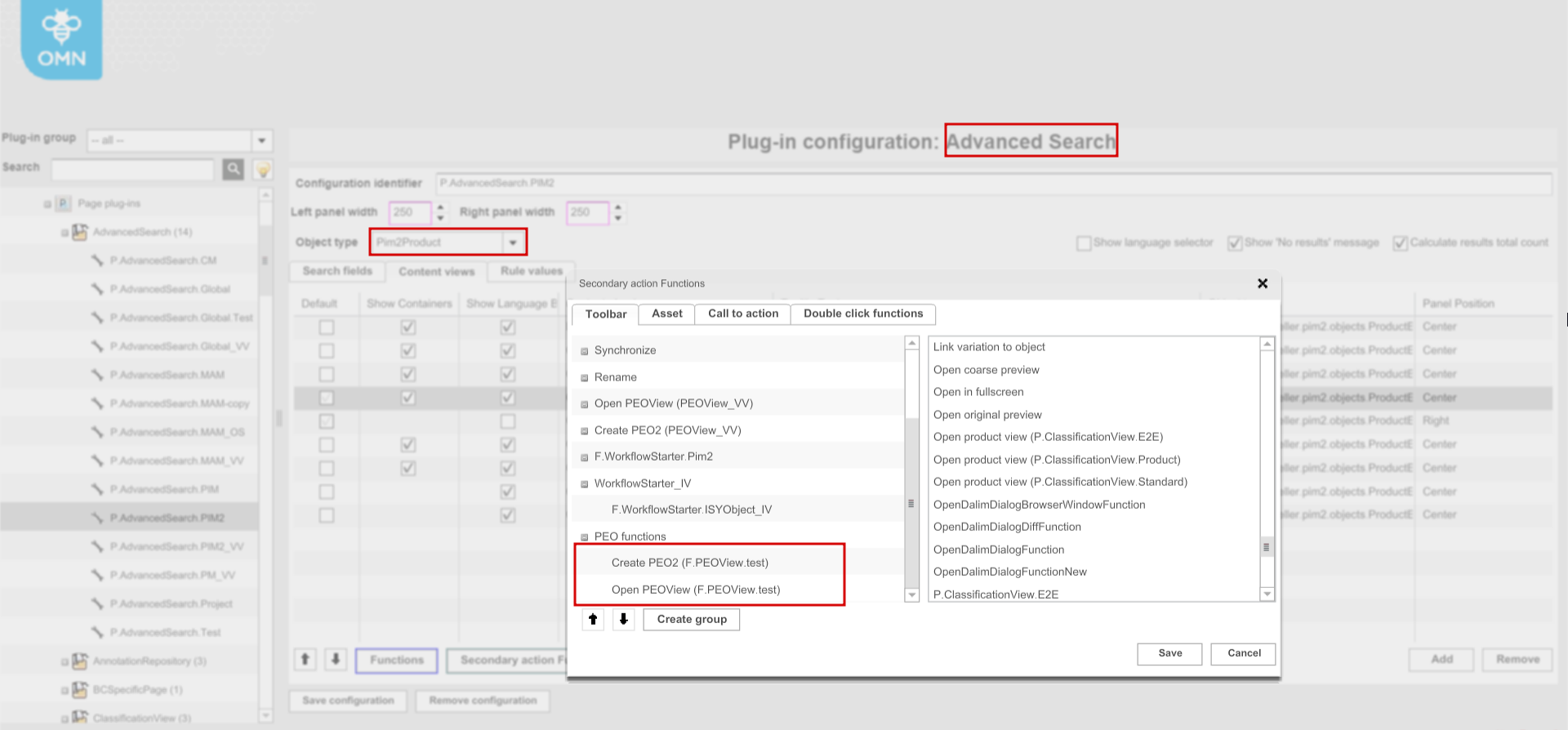 Advanced Search with PIM2 and PEO functions