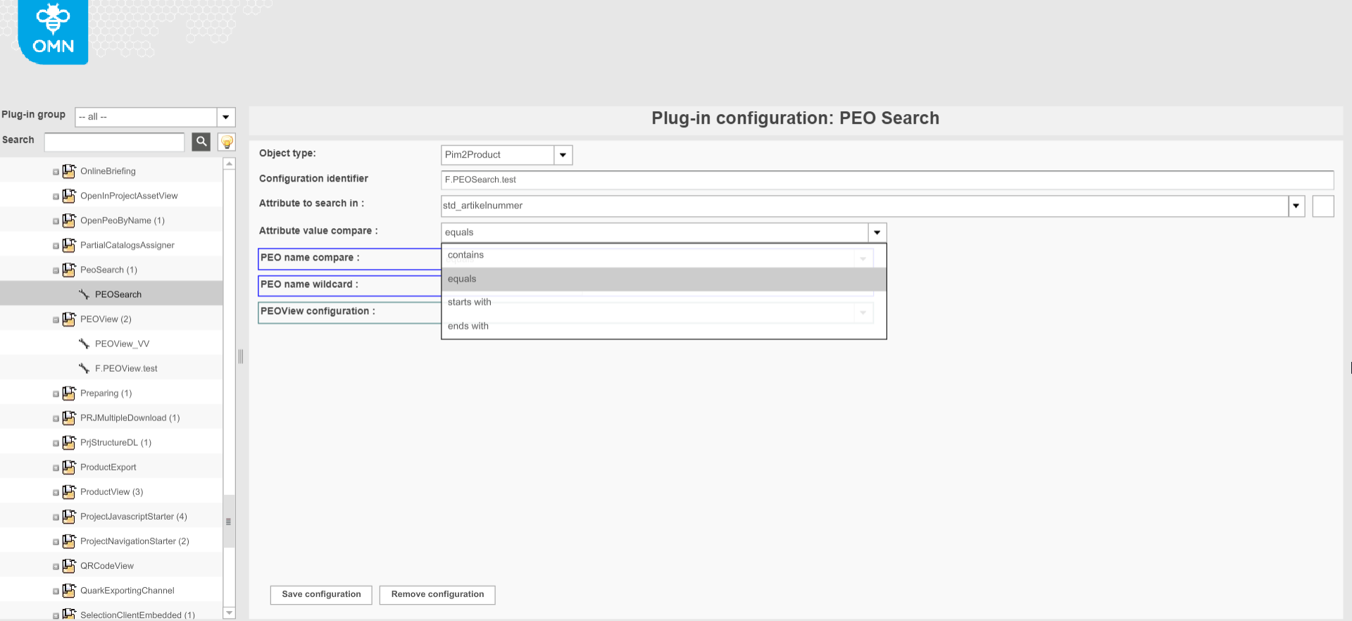 PEOSearch define comparator