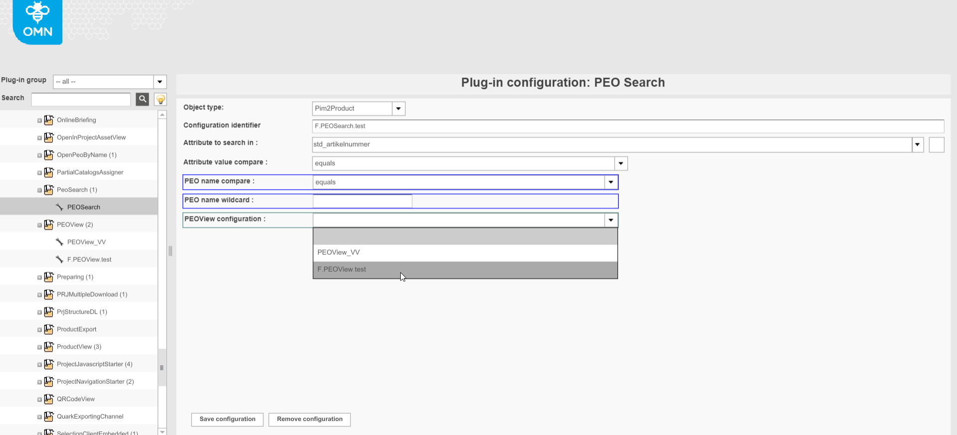 PEOSearch select peoview