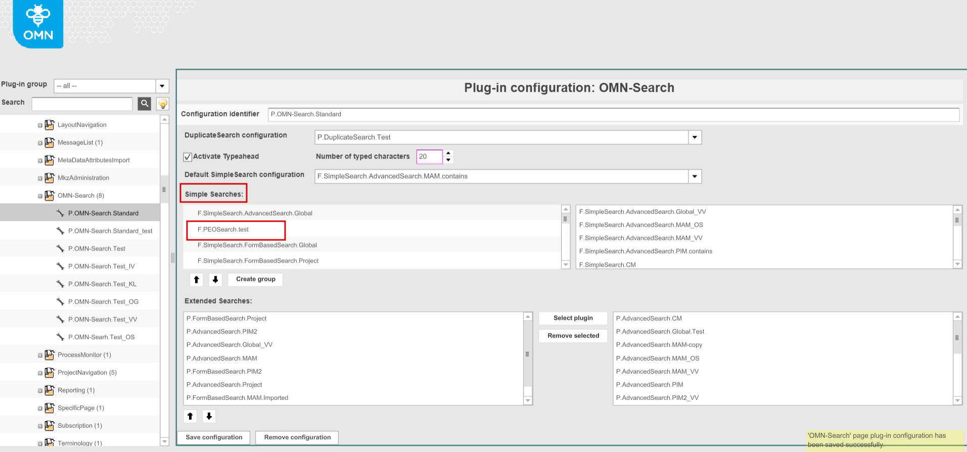PEOSearch with omn search
