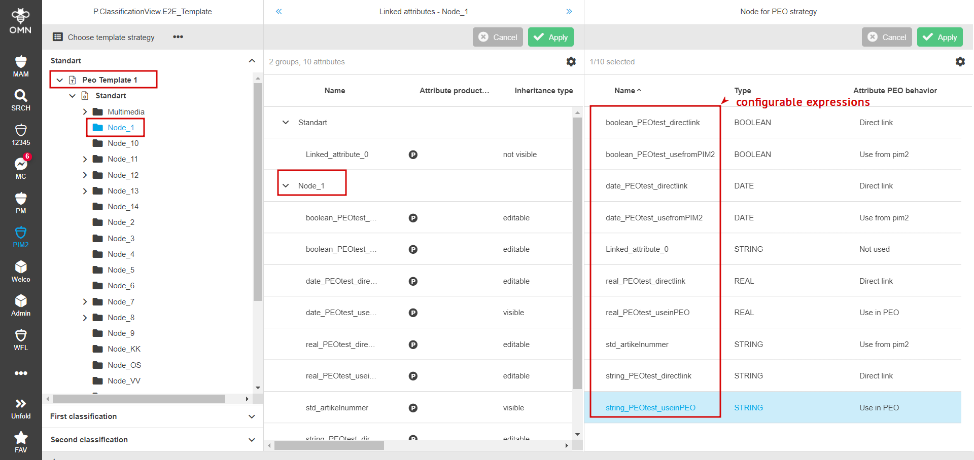 Excpressions configuration