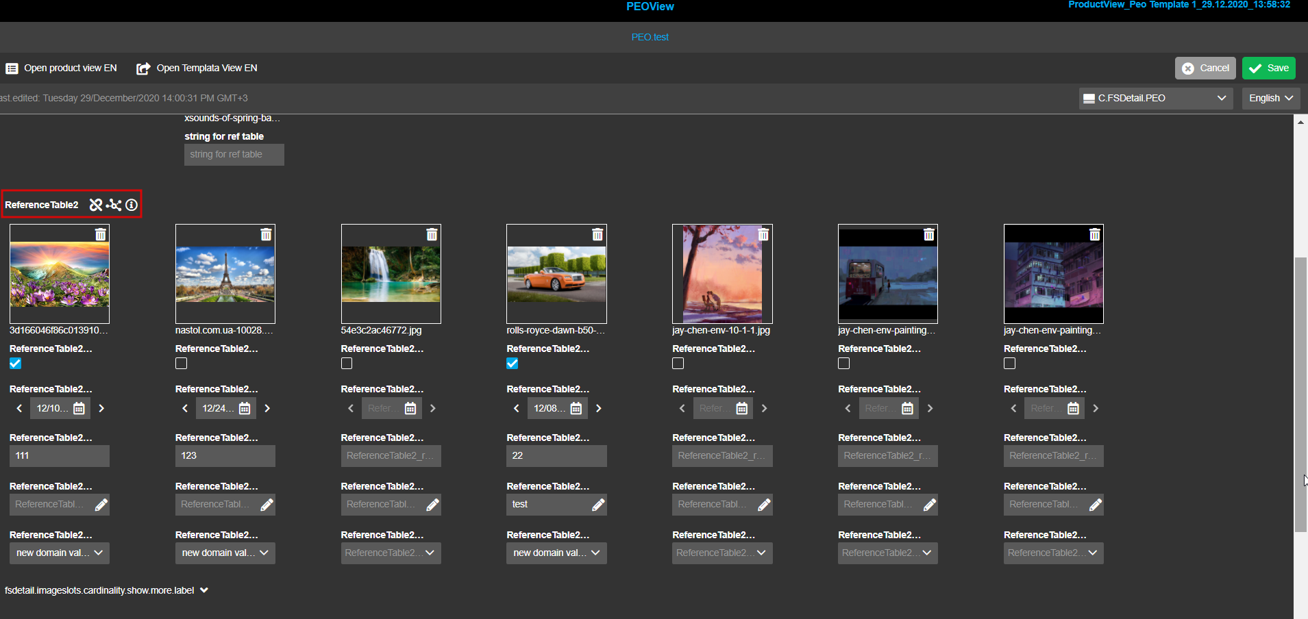 PEO Reference table attribute