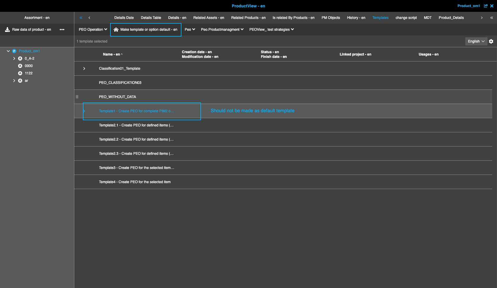 Default template in ProductView
