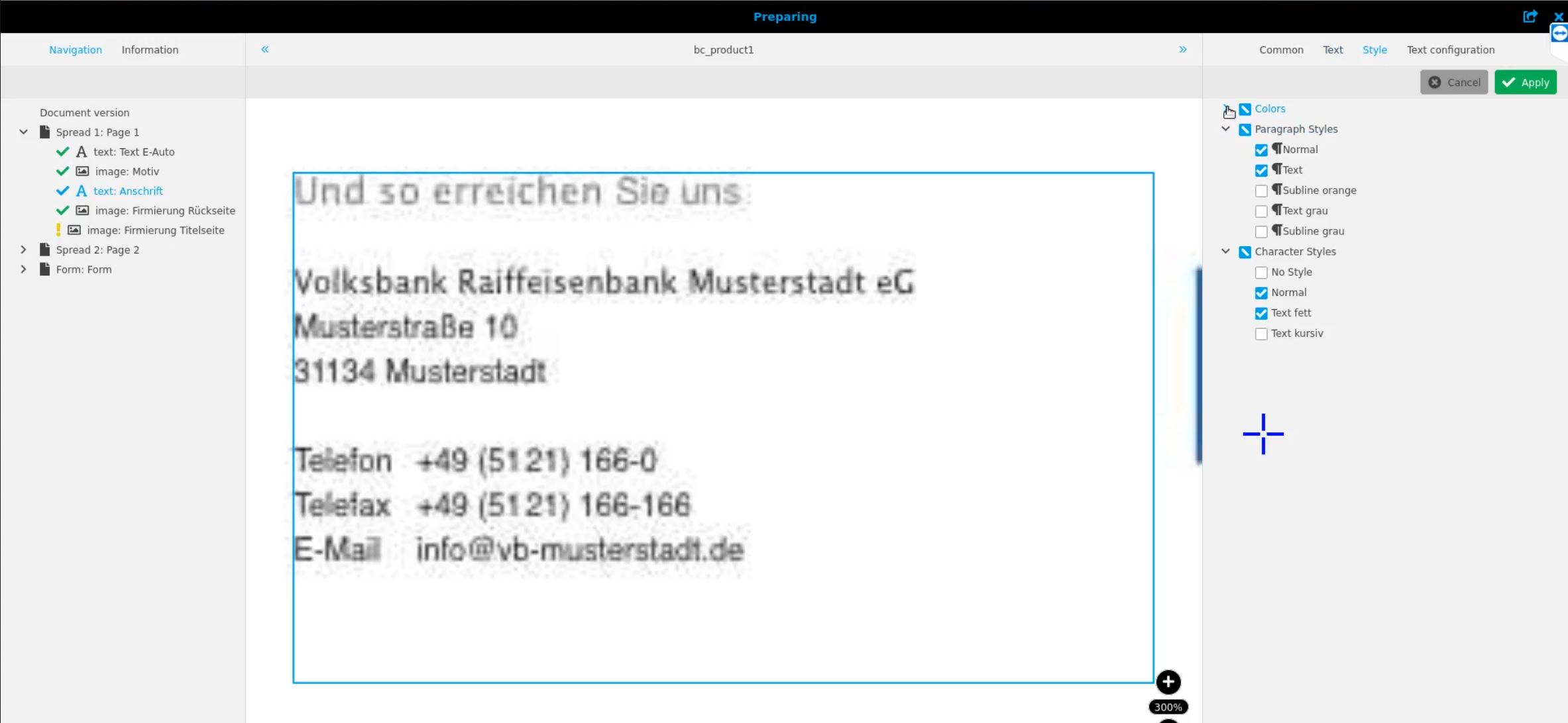 Preparing list char styles style frontend