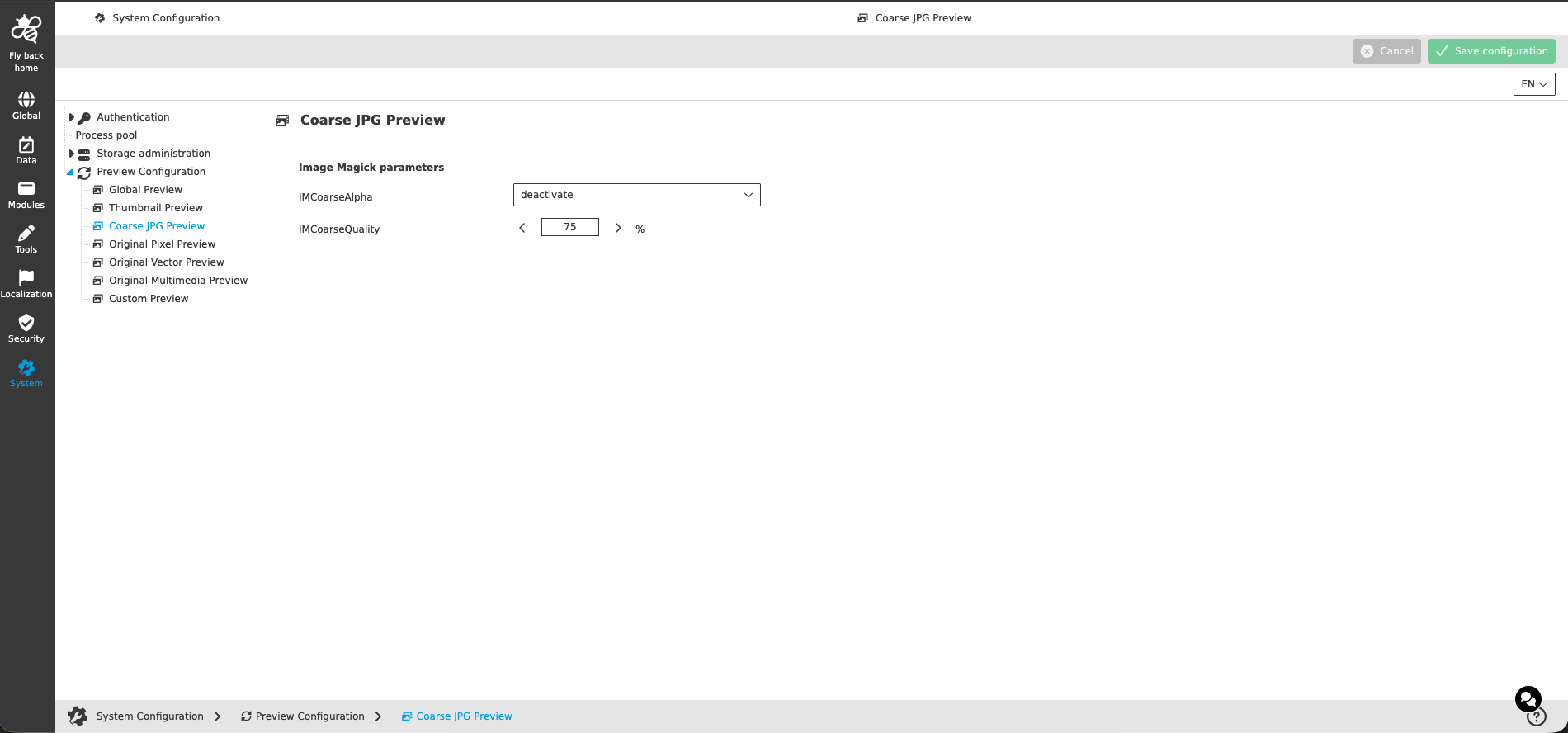 preview configuration coarse jpg preview cc