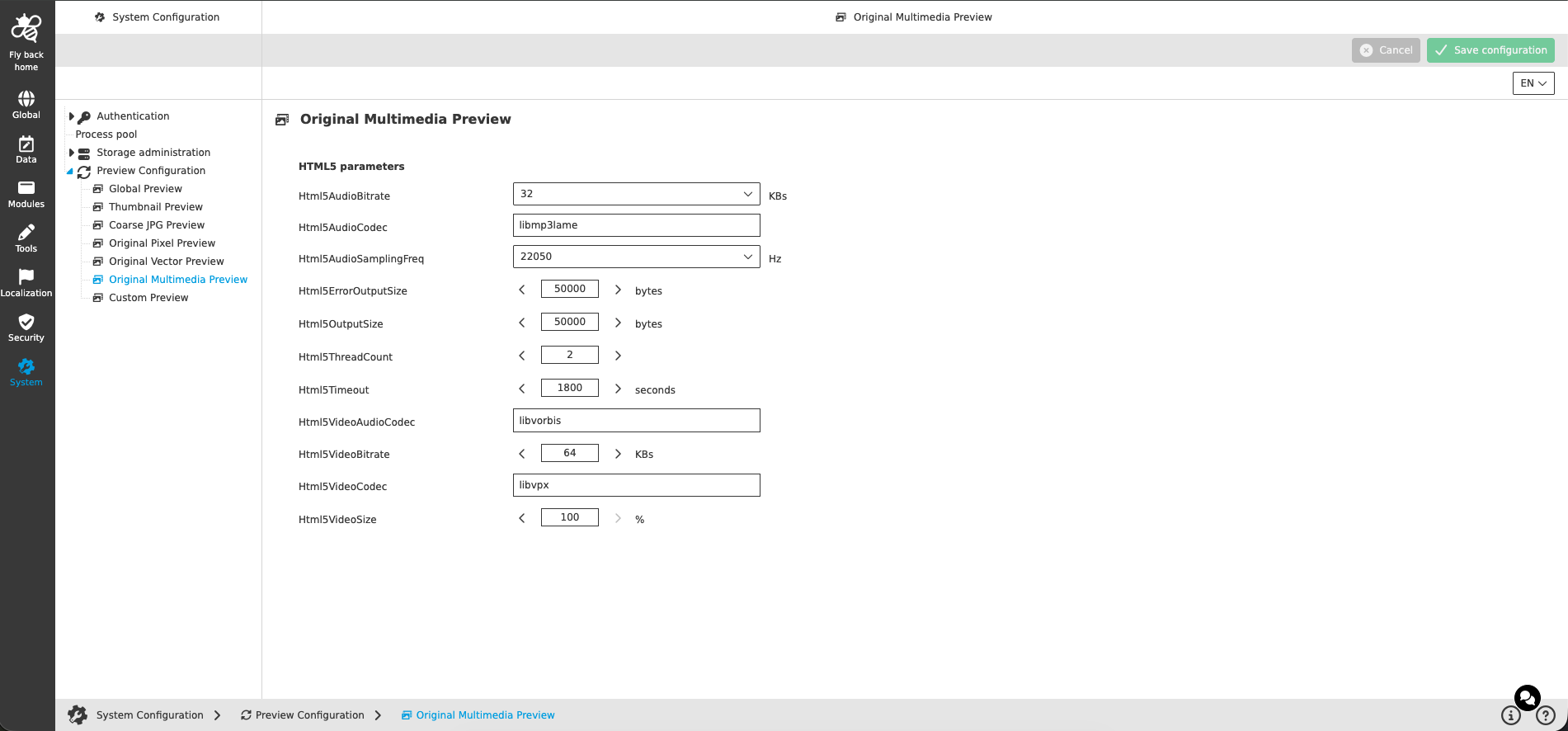 preview configuration original multimedia preview cc