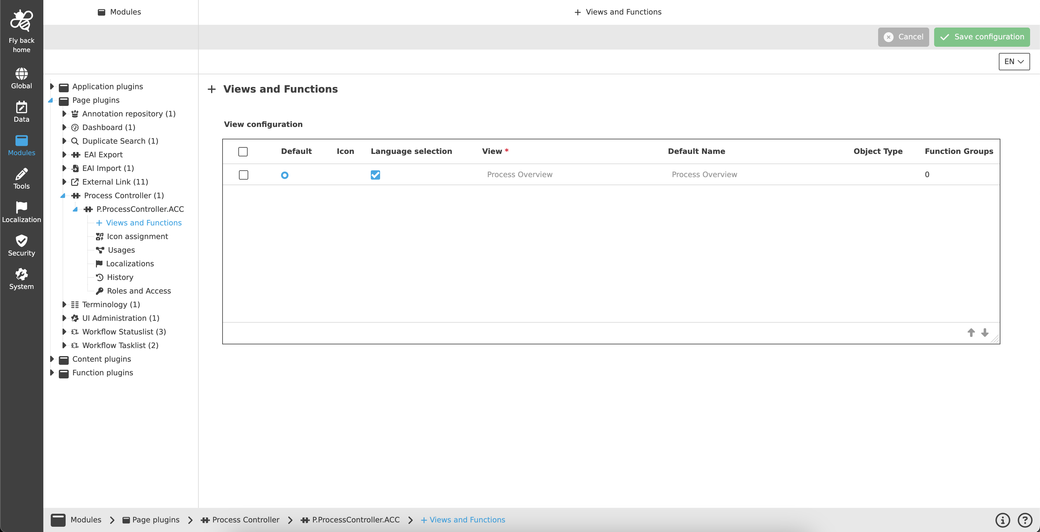 process controller views and functions