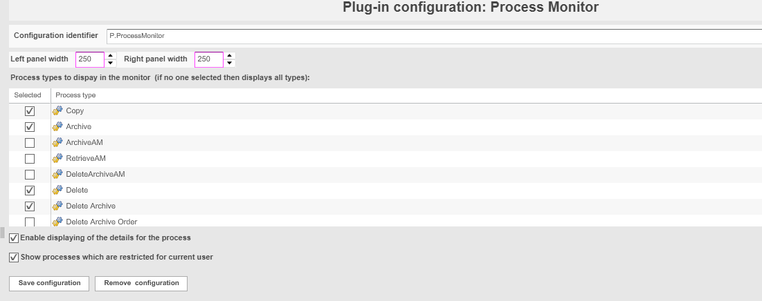 Process Monitor configuration