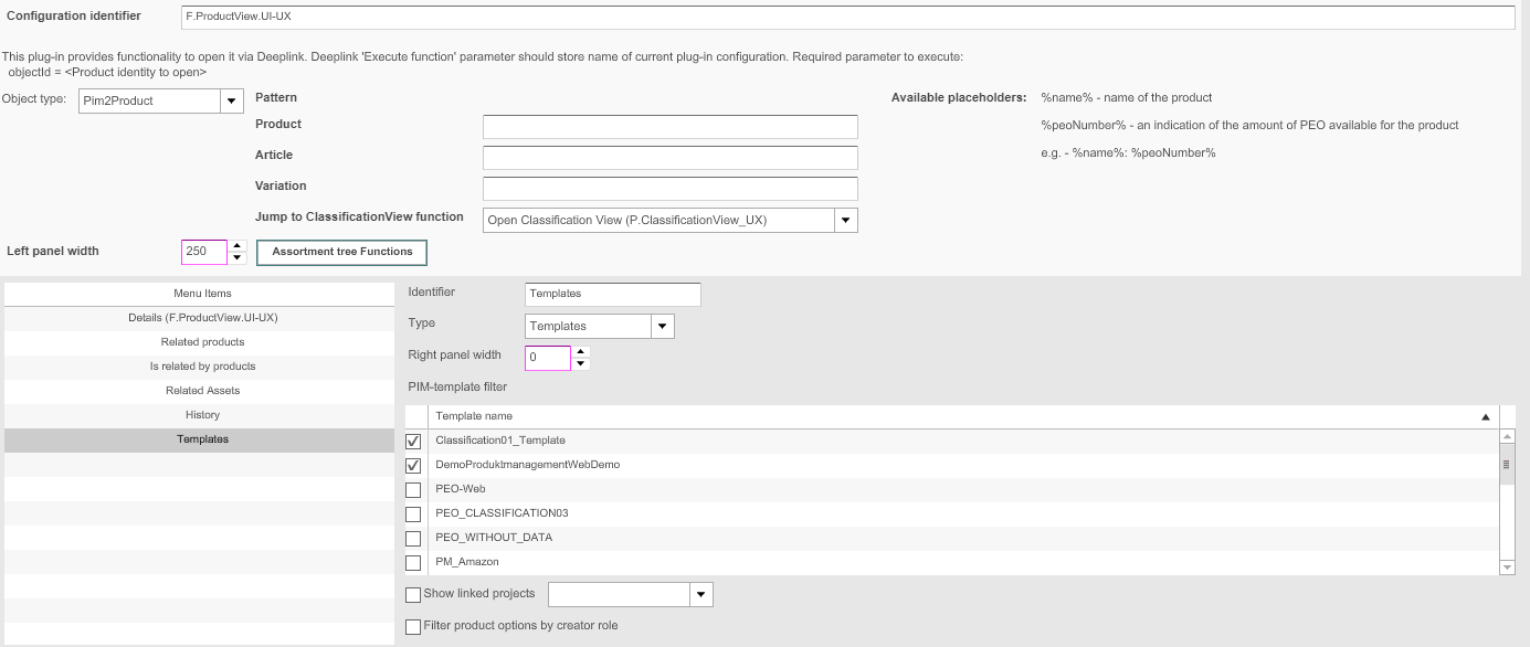 ProductView overview templates type