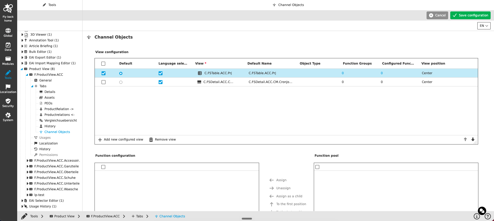 productview tabs channel objects CC