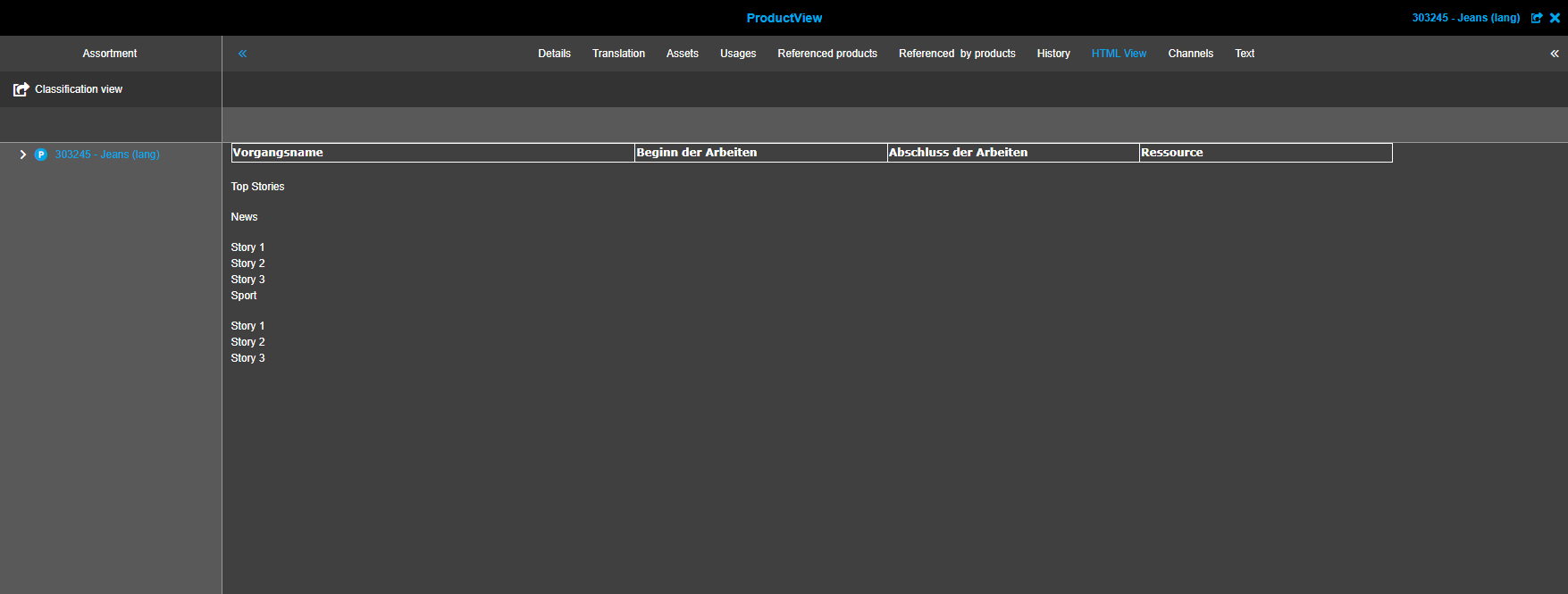 project html view frontend