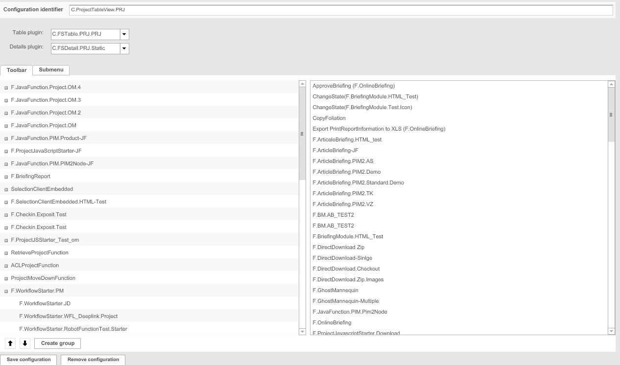 ProjectTableView configuration