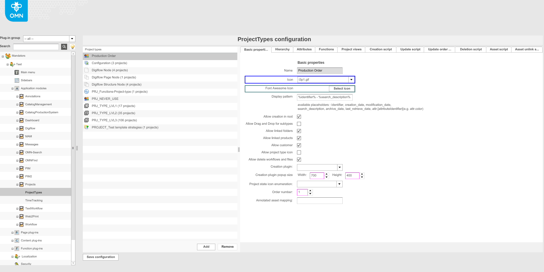 ProjectTypes configuration overview
