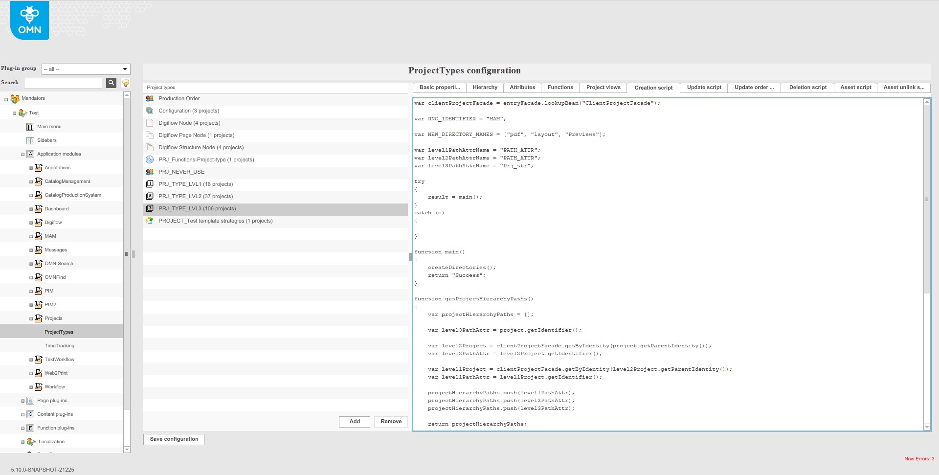 ProjectTypes creation script