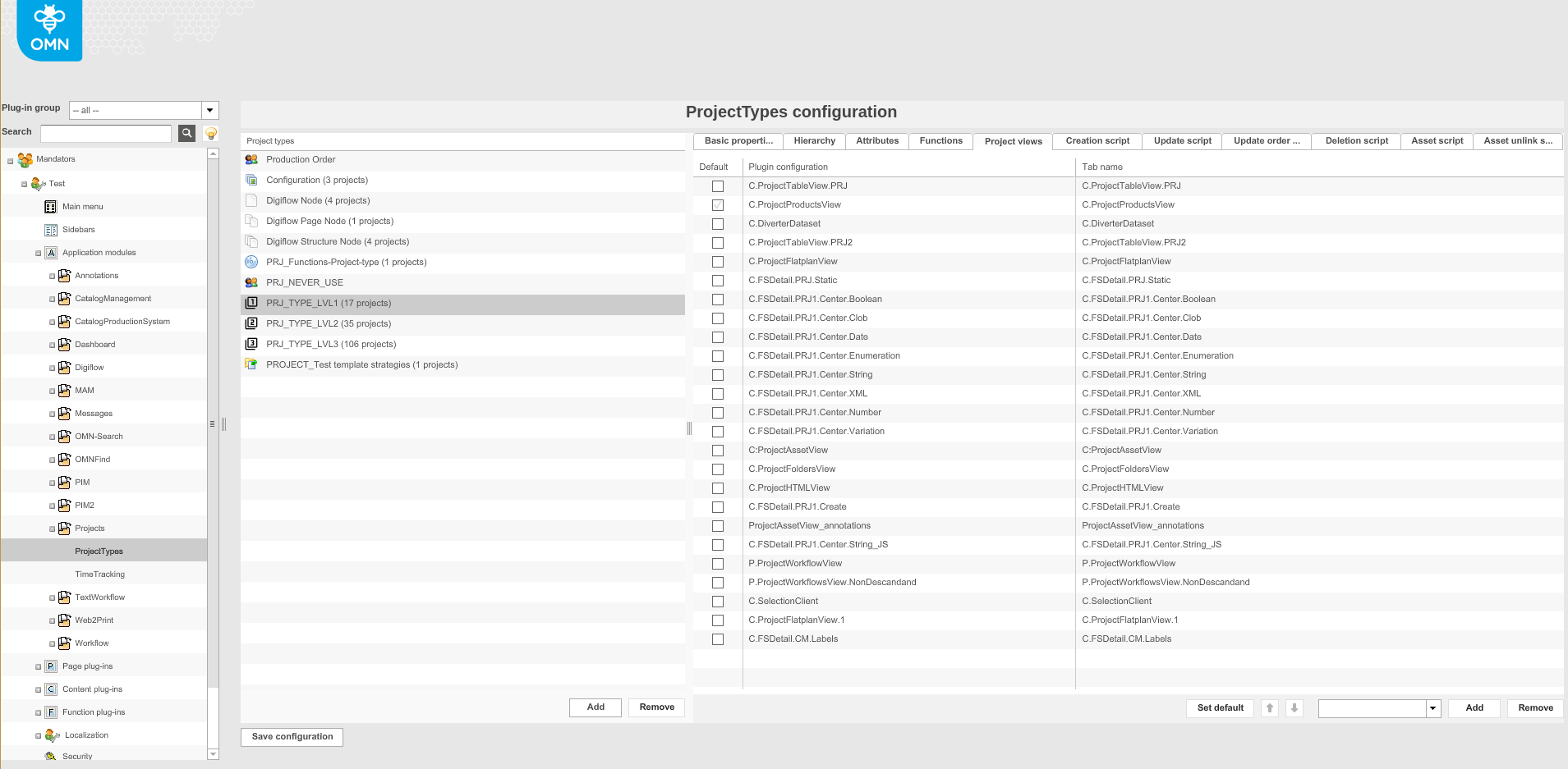 ProjectTypes project views tab
