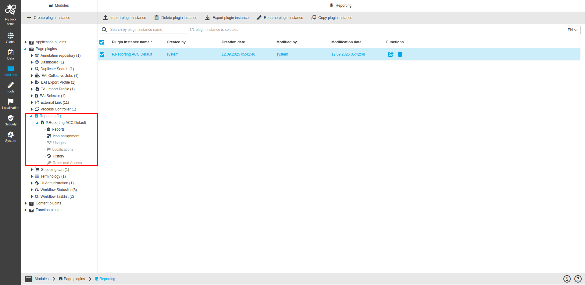 Reporting page plugin CC