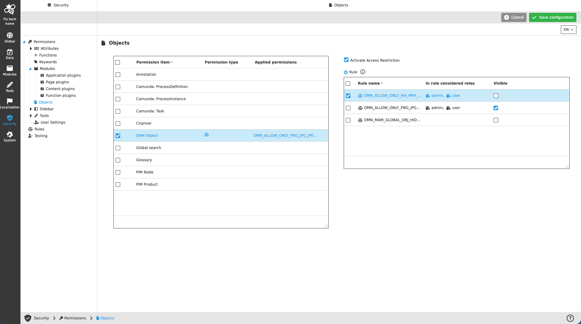 Security permissions objects newCC