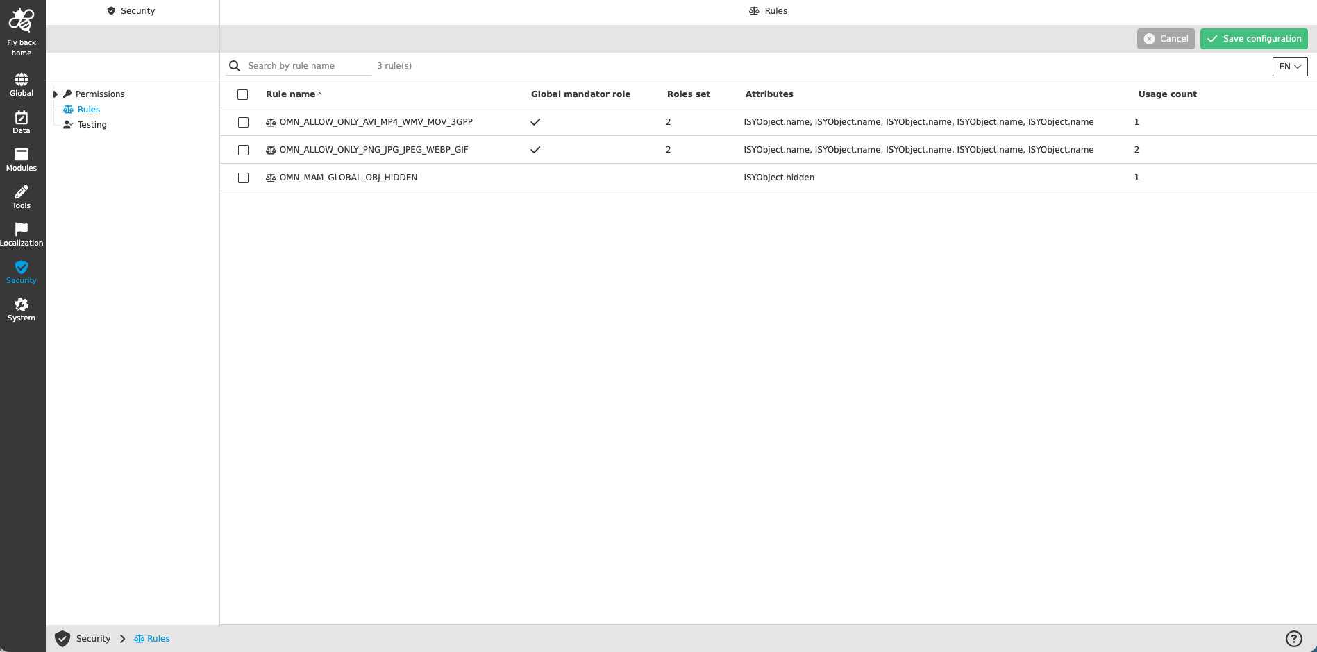 Security rules newCC
