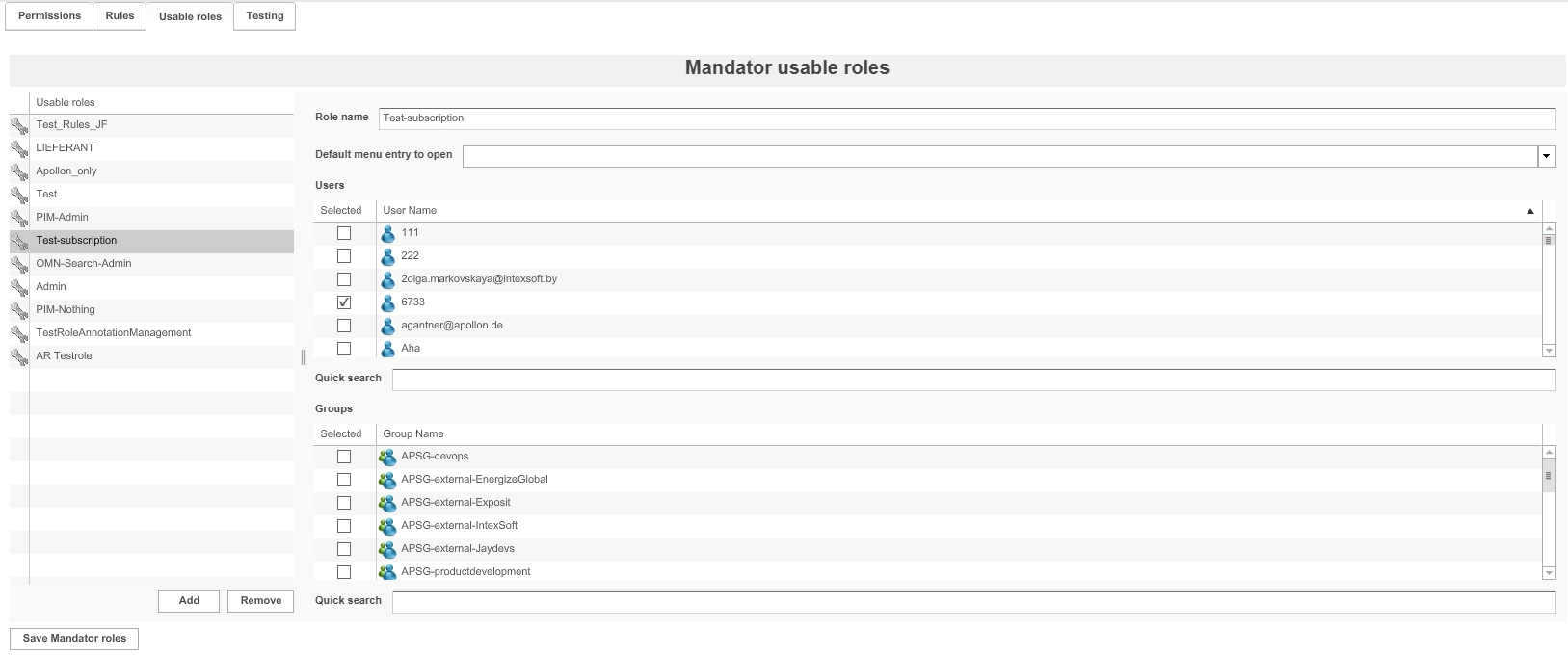 Security usable roles